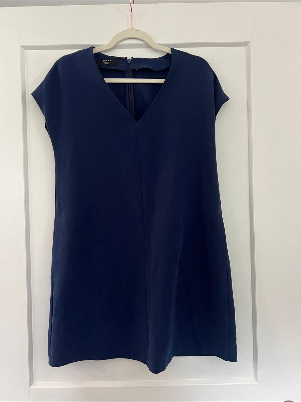 Classic Navy V-Neck Shift Dress